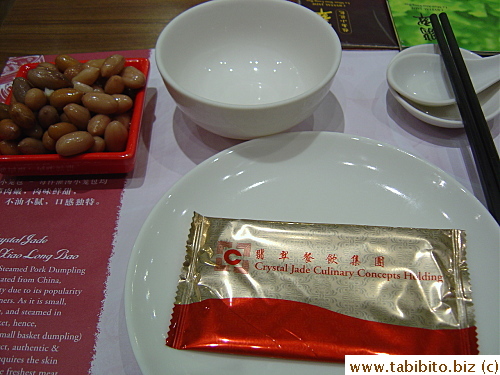 Table setting, even the wet towel cost money S$0.3 each