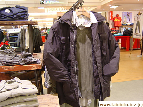 Winter clothings in Timberland store