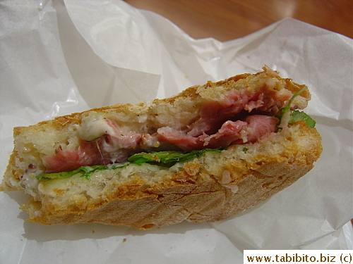 The ciabatta was very crispy on the outside and soft yet chewy on the inside, and the roast beef and all the condiment made this sandwich seriously delicious