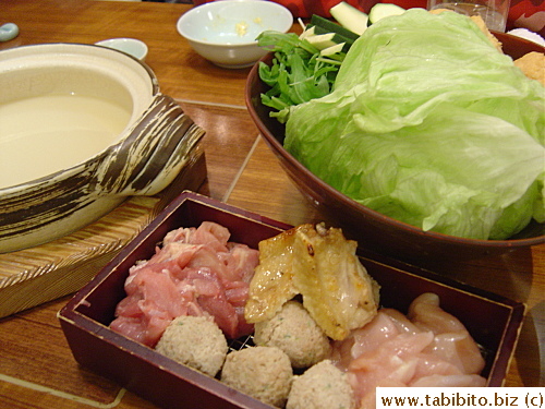 The last dish was a big pot of delicious chicken stock with veggies and chicken 