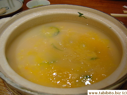 A staff came to cook the rice and eggs in the stock when we finished eating the meat and veggies