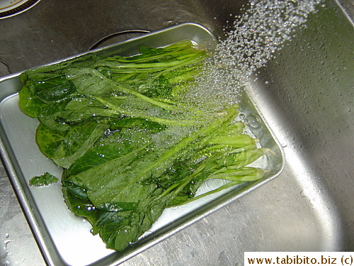 The vegetable is washed twice thoroughly