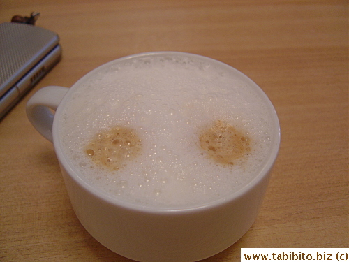 There's a coffee station from which my friend got a latte espresso