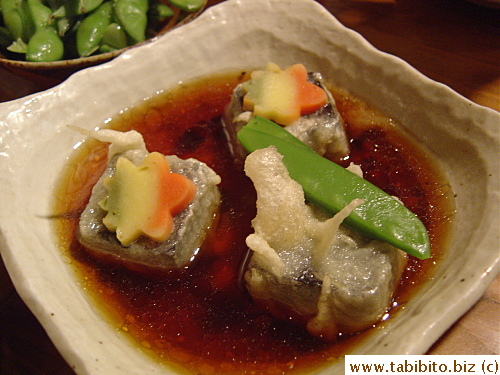 Deep-fried sesame tofu in dashi broth