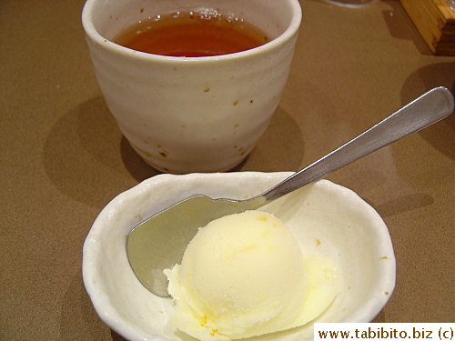 Dessert from the set: Yuzu sorbet