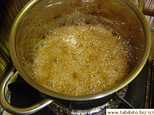 Boiling the sugars and water