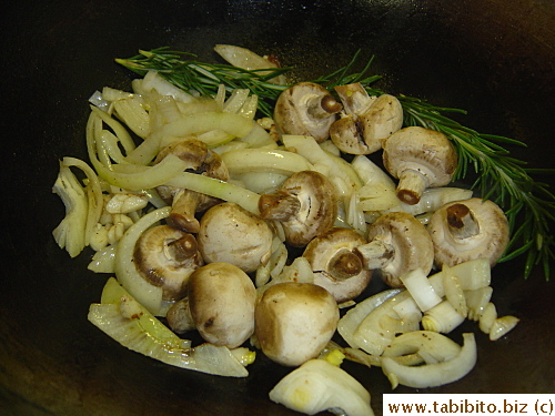 Frying the veggies