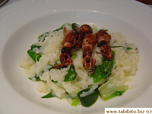 KL chose stuffed baby squid on vegetable risotto
