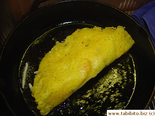 the crepe is folded over