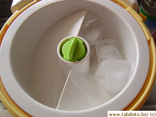 A chute for ice cubes to slide down