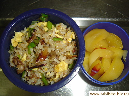 Fried rice, plums