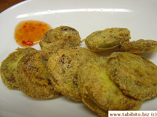 Crispy outside and soft inside, yum!  We eat them with sweet chili sauce