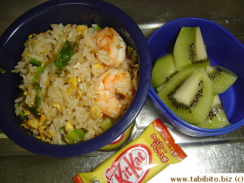 Fried rice, kiwi, Mango KitKat