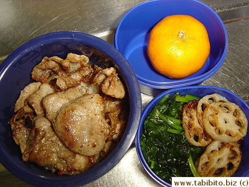 Cajun pork, lotus root, spinach, mandarin