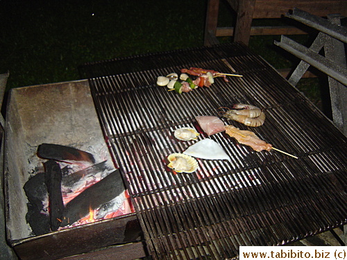 You pick the food you want to be grilled and it'll be brought to the table when done