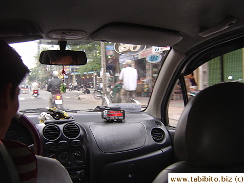 Inside a taxi
