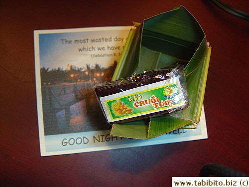 One night we had chewy coconut candy for sweets