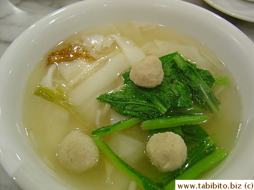 made me a bowl of rice noodle soup, the fish balls were mealy