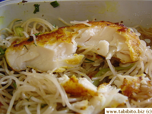 The fish was surprisingly flaky, moist and non-fishy and the noodles chewy and springy