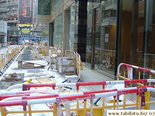 At the beginning of the week, the road bordering the hotel was being paved