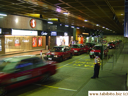 Taxi bay in the basement where we caught a cab