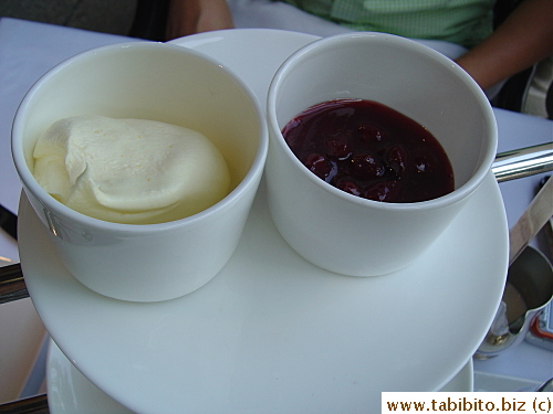 Clotted cream and raspberry jam