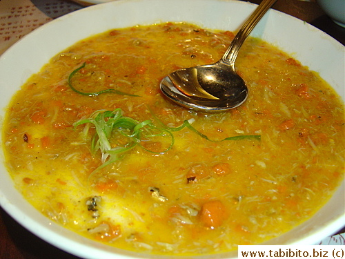 Steamed egg white with Shanghai hairy crab roe HK$68/US$8, the best dish of the night