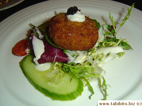 Crab cake and salad