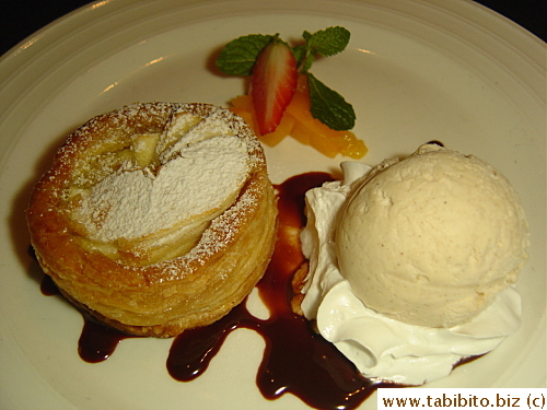 My piping hot apple tart with cinnamon ice cream, tasty