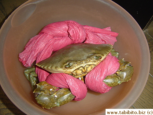 Live crab from Ueno, 100gm/350Yen (US$4)