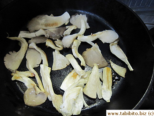 Panfrying the mushrooms