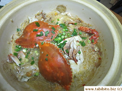 Garnish with chopped green onions before taking the whole pot to the table