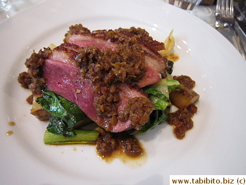 My roasted duck breast with chunky burdock sauce