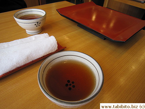Tea and platter for tempura