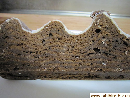 It has a crunchy icing top and buttery chocolate layers