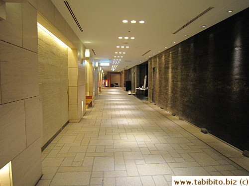 Bright wide restaurant floor corridor