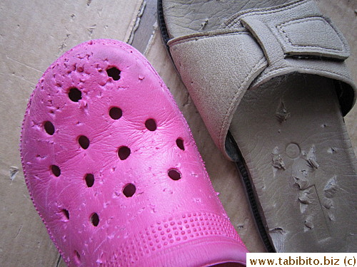 My slipper and sandal are ruined