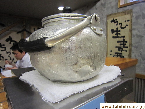 Self-serve iced water on the counter