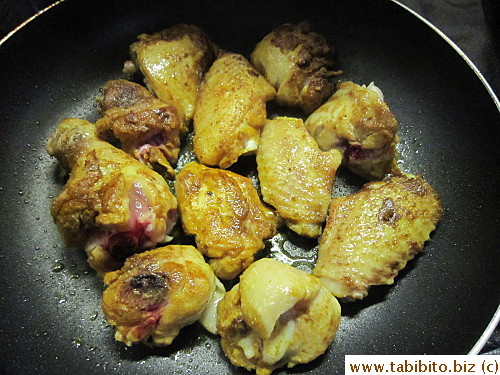 Browning the chicken