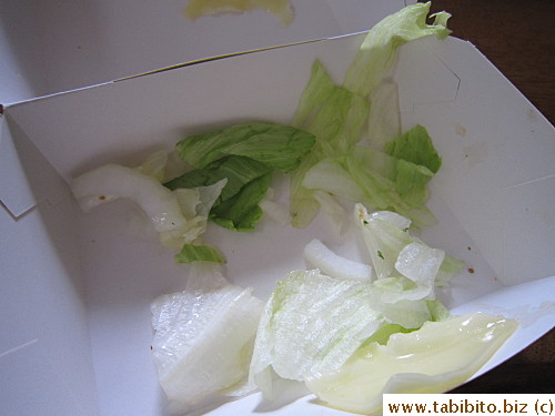 Lots of lettuce fell out of the sandwich