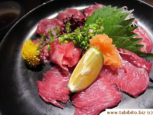Tuna cheek sashimi 850Yen/$10