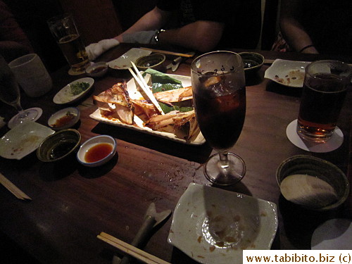 Second round of drinks:coke and oolong tea at 300Yen/$3.5 and draft beer 680Yen/$8