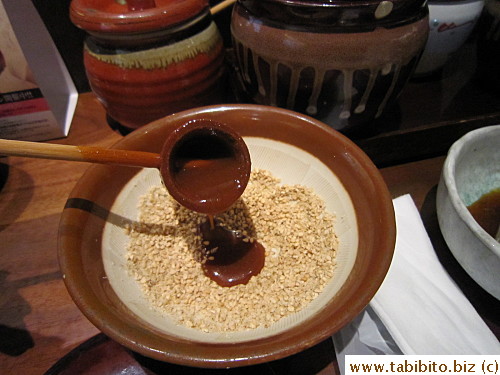 You mix the sauce with pounded seeds