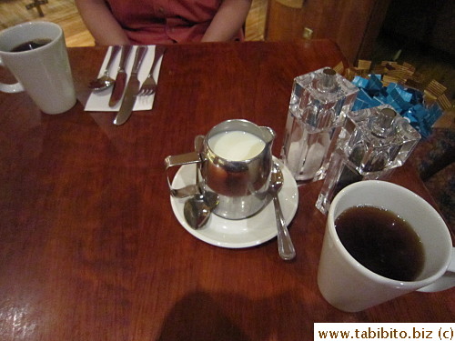Typical table setting (tea/coffee is poured by server)