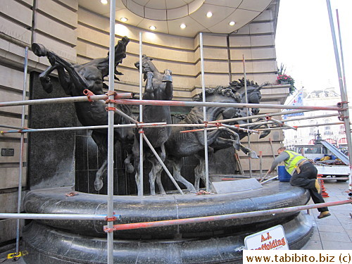 Horse sculptures getting done up