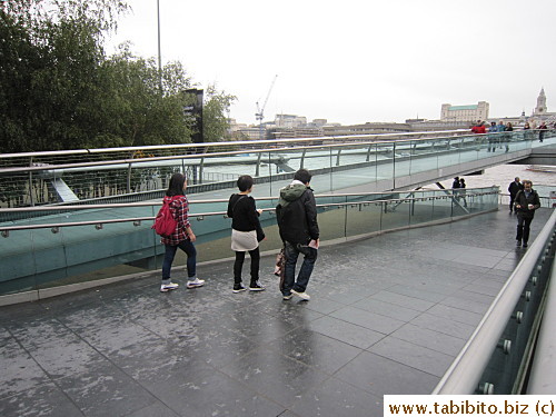 Walking up the bridge