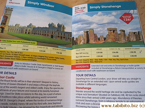 Guests can join any of a number of day trips listed in a brochure at the Concierge desk and they'll organize everything for you.  Next time I'd like to visit Oxford and Windsor Castle