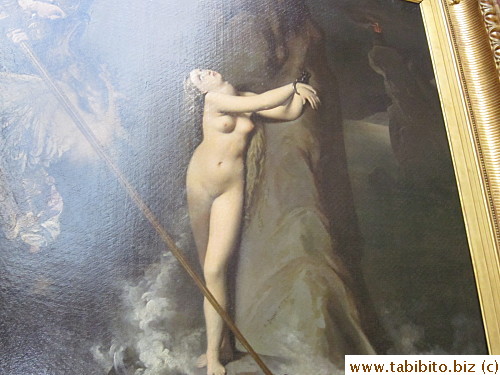 In this one, the woman is stripped naked and tortured by a man (they had handcuffs back then?)