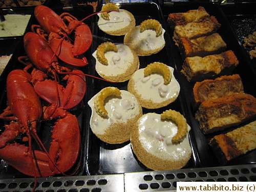 Cooked lobsters and prepared food