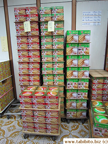Stacks of reserved egg rolls